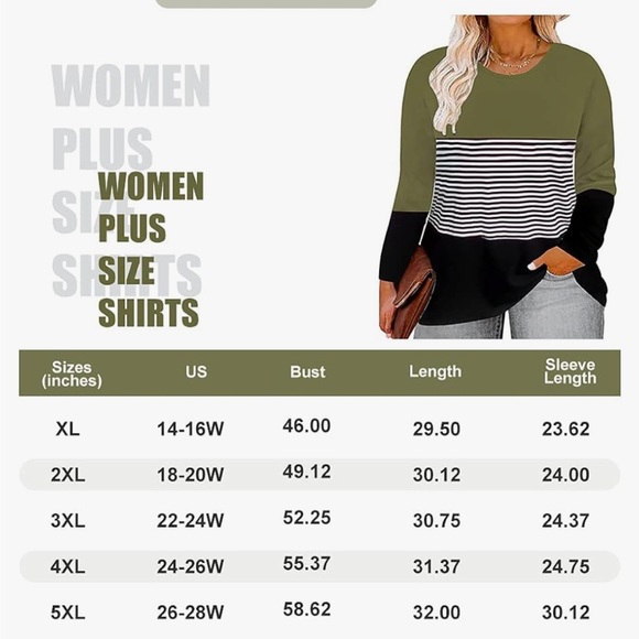 ‘Ritera’ Long Sleeve Striped Round Neck Color Block Tunic (Plus) - Picture 2 of 3